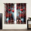 2pc,  Romantic Valentine's Day Curtains Red Wood Theme Polyester,Without Electricity Holiday Decorations for aesthetic room