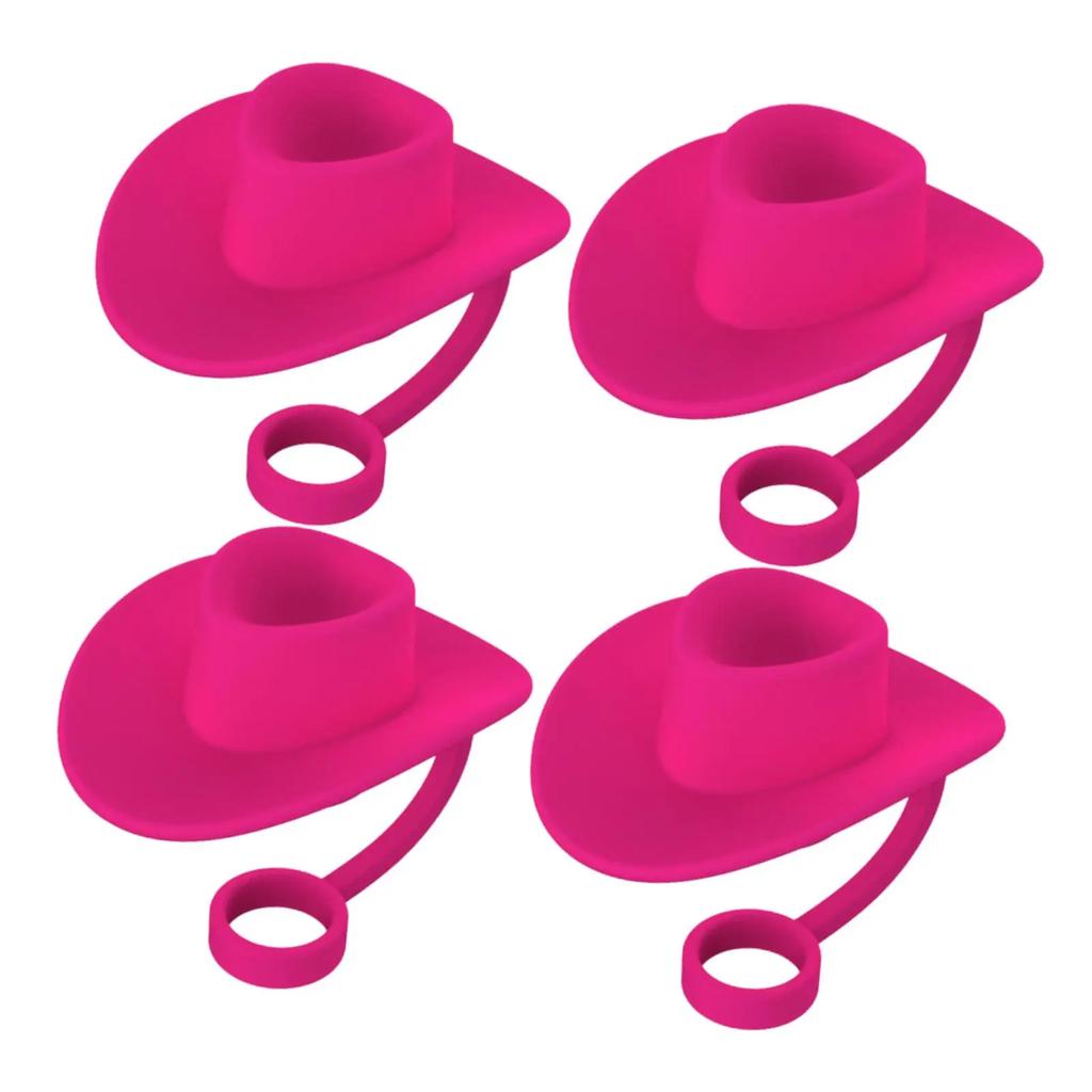 4 Pieces Straw Covers Cap Novelty Sturdy Straw Toppers Reusable Cowboy Hat Shaped for Camping Home Hiking Picnic Kitchen