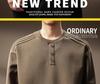 Luxury 300g Heavyweight Men's Henley Collar Pleated Hoodie - Autumn American Trend T-Shirt with Long Sleeves