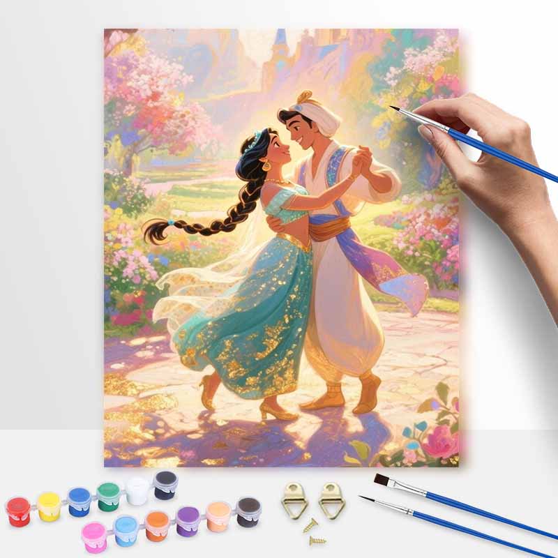 Disney Oil Painting Handmade Diy Aladdin and Princess Jasmine Romantic Love Gifts Home Decorations