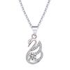 Korean-Style Women's Crystal Silver-Plated Swan Pendant Necklace - Valentine's Day Gift