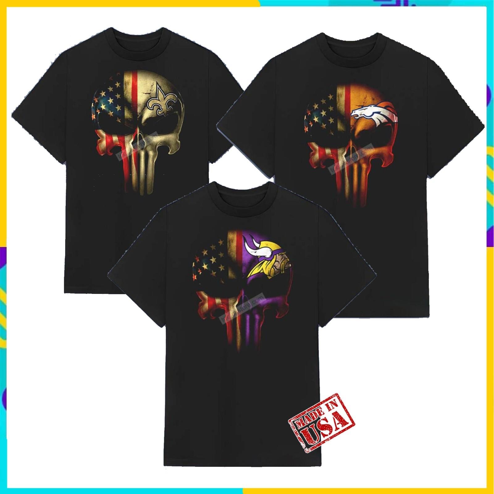 NEW! The Punisher Skull New Orleans Minnesota Denver Football Team T-shirt M
