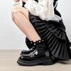 Platform Women's Retro One-pedal Small Leather Shoes Thick Heel Black Single Shoes
