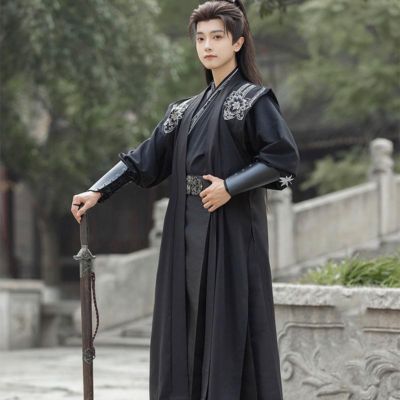Chinese Song Dynasty Style Hanfu Jacquard Cross Collar Brodert Martial Arts Drakt
