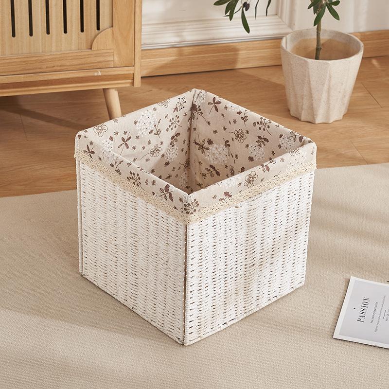 Foldable Large Capacity Imitation Wicker Rattan Storage Basket & Toy Organizer