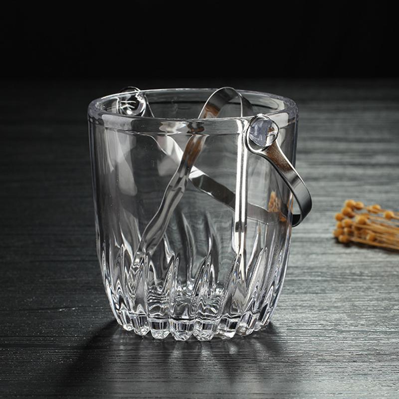 880ml Party Bar Transparent Drinkware Red Wine Beer Champagne Ice Buckets with Handle European Style Glass Insulated Ice Bucket