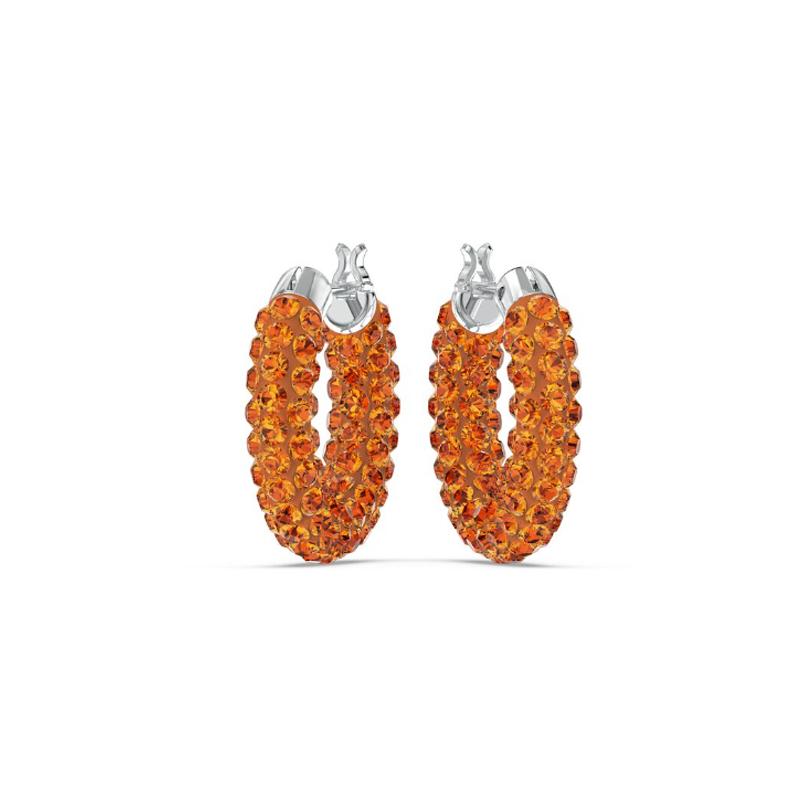 Swarovski TIGRIS Large Circle Decoration Crystal Rhodium Plated Earrings Women s Orange 5610986 оранжевый