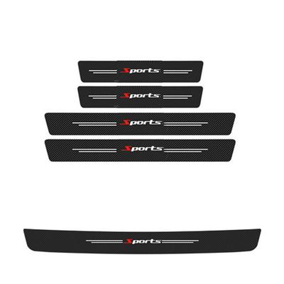5Pcs Set Car Door Scuff Sill Cover & Rear Guard Bumper Scratch Protector Non-slip Pads