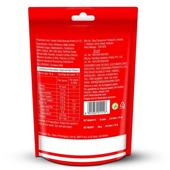 Tata Coffee All In 1 Premix, Hazelnut Flavour, Instant Coffee-Chicory Premix, Rich Aroma, 160g (10 Sachets X 16g)