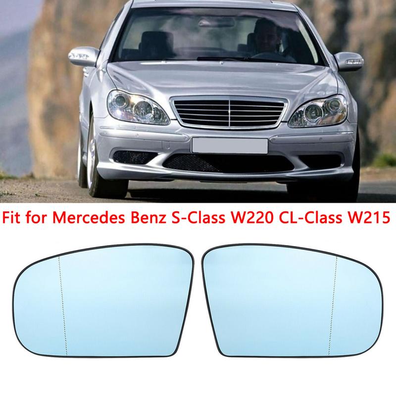 Left Right Heated Side Mirror Glass Rearview Mirror White Blue Lens for Mercedes Benz S-Class W220 1998 1999 2000 2001 2002