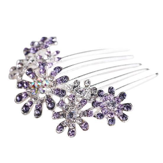 

Fashion Women Rhinestone Flower Hair Pin Comb Clip Wedding Bridal Party Headwear фиолетовый