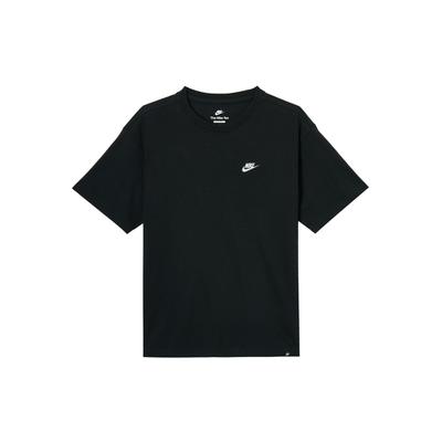 Camiseta de Gola Redonda Solta de Manga Curta com Logotipo Bordado Masculina Tops Preto FV0376-010