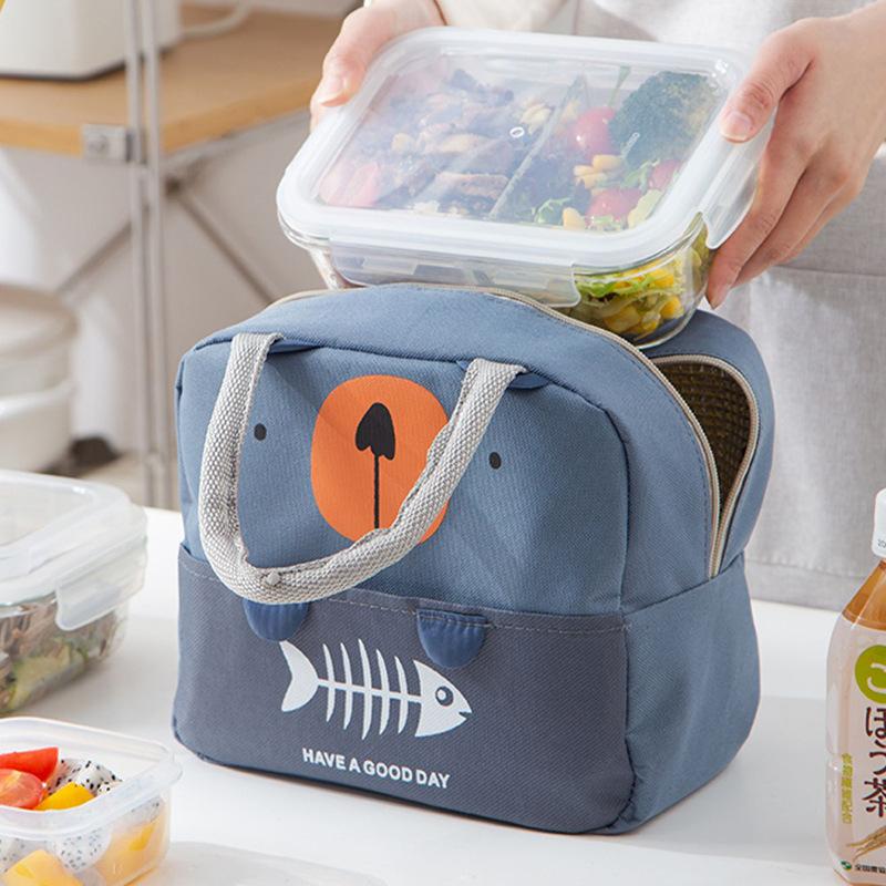 Cute Cartoon Lunch Bag Handheld Lunch Box Bag for Office Workers and Students Aluminum Foil Insulated Lunch Bag