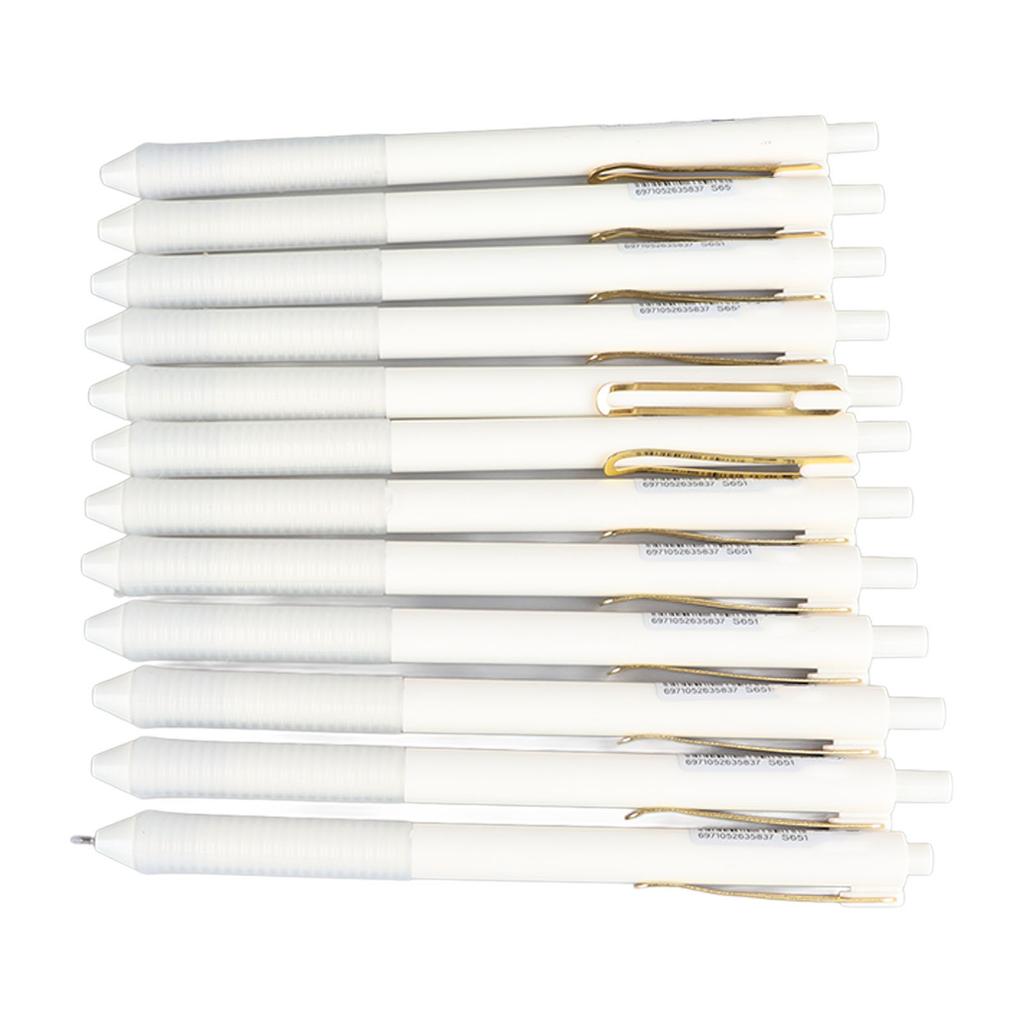 12pcs Press Gel Pen 0.38MM Black Ink Fine Point Pen Retractable Ballpoint Pen for Students Office