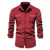 Men Clothes Autumn Corduroy Business T-Shirt Slim-Fit Casual Shirt New Long-Sleeve Men Shirt