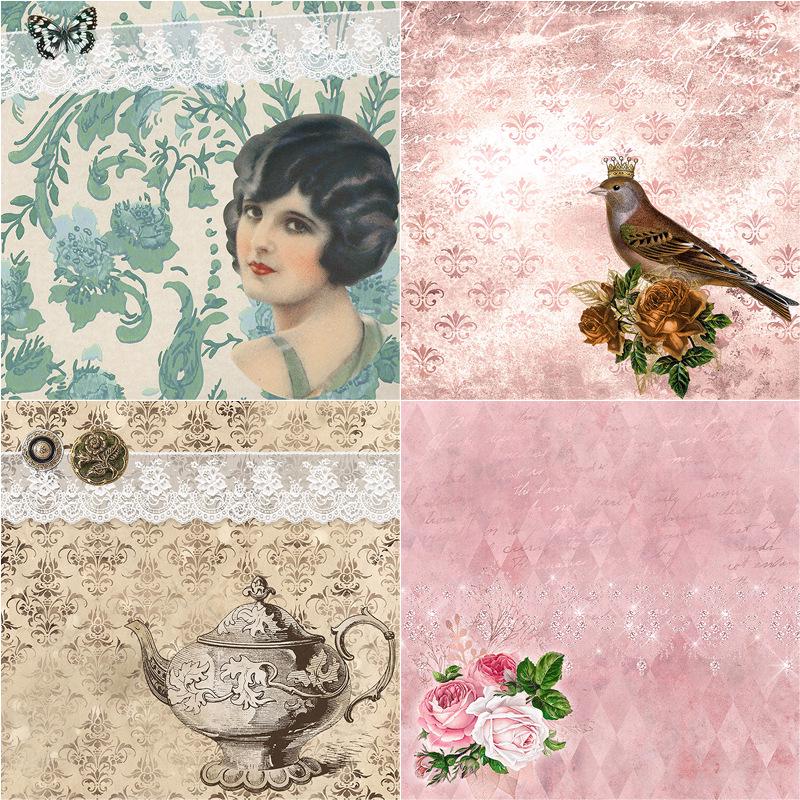 12 Sheets Double-Sided Decorative Paper for DIY Journal Stickers - Plant & Flower Patterns, Foldable