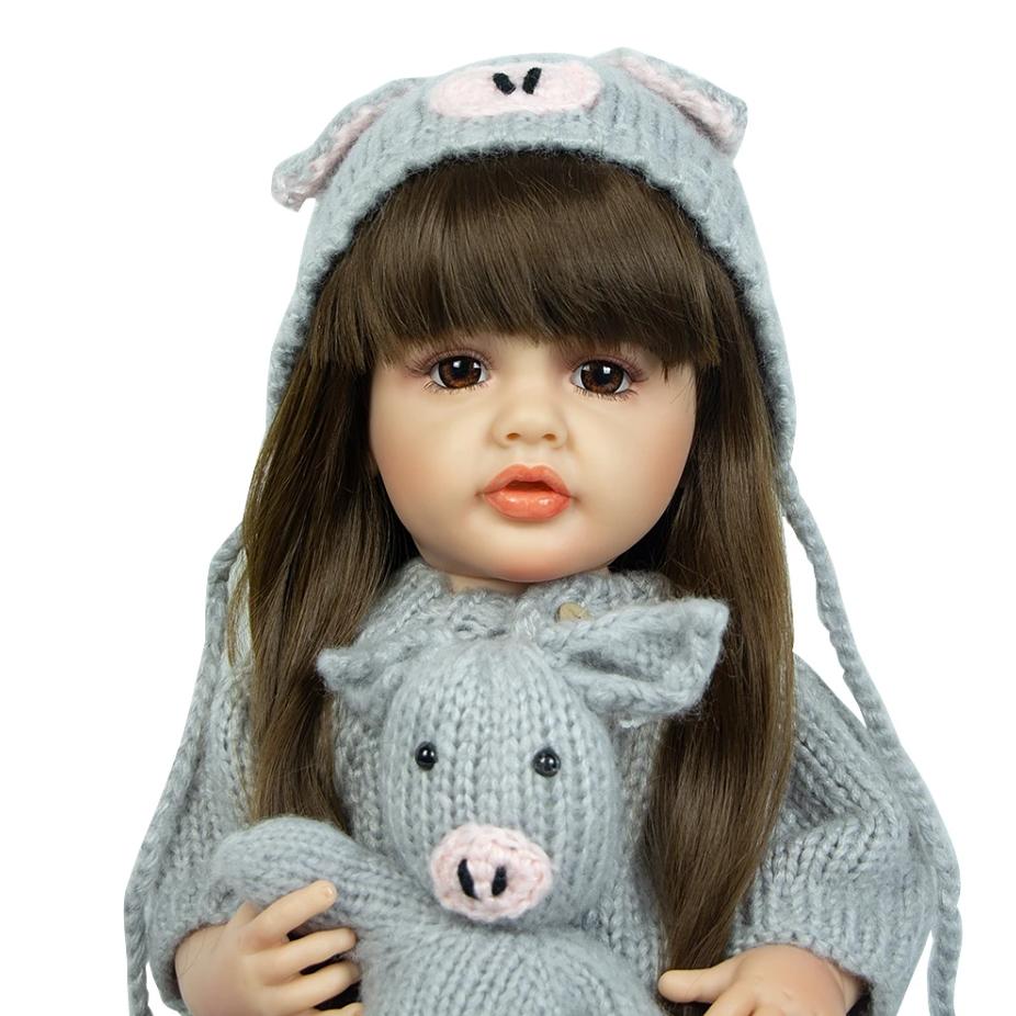 22 inch Reborn Baby Doll Cosplay Porc Vinil Silicon Complet KEIUMI Păr lung Nou-născut Papuși Reborn Copii Cadouri de Zi de Naștere