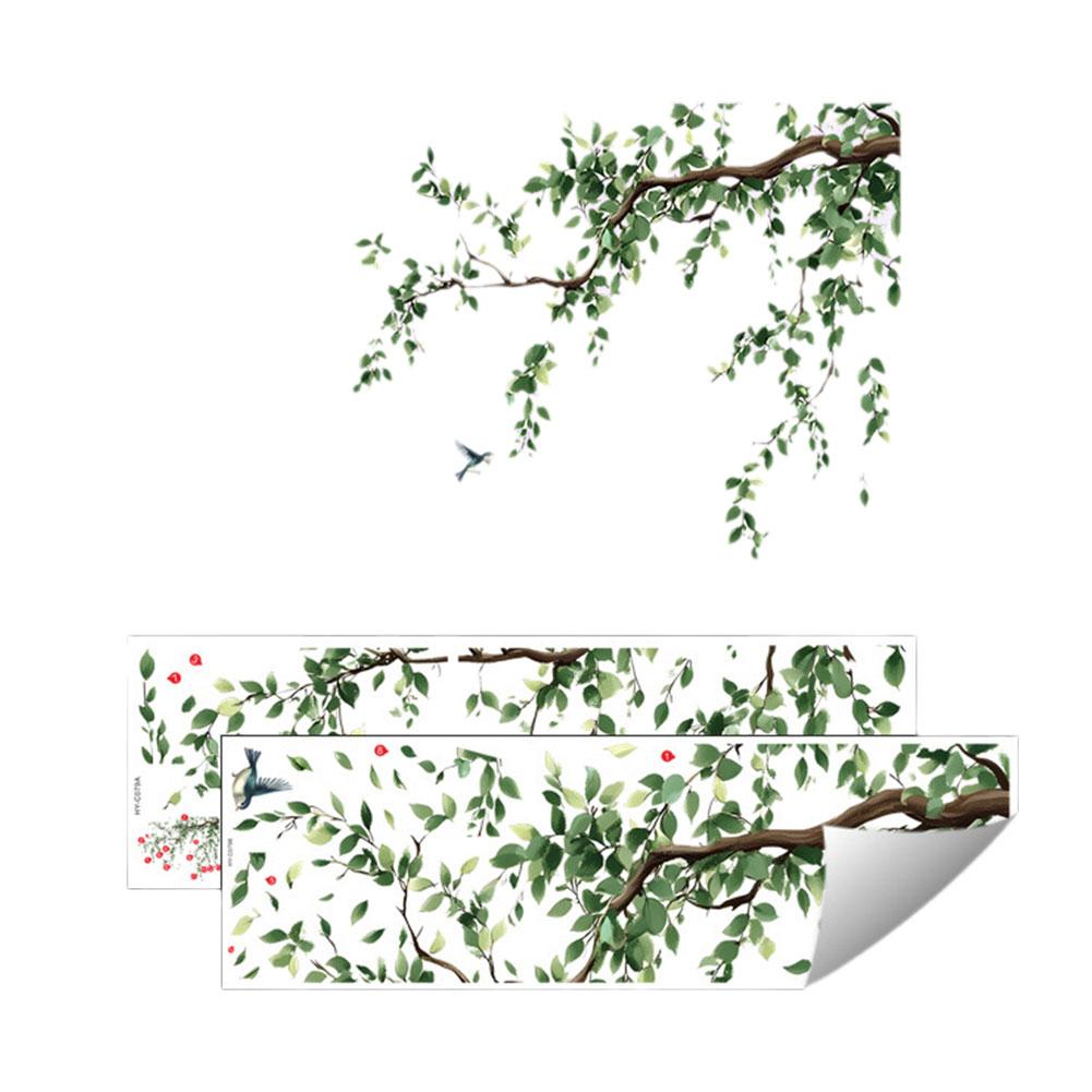 

2 шт. 30*90 см Наклейка на стену с зелеными листьями, веткой растения, для спальни, гостиной, фоновое украшение, домашний декор, самоклеящиеся обои