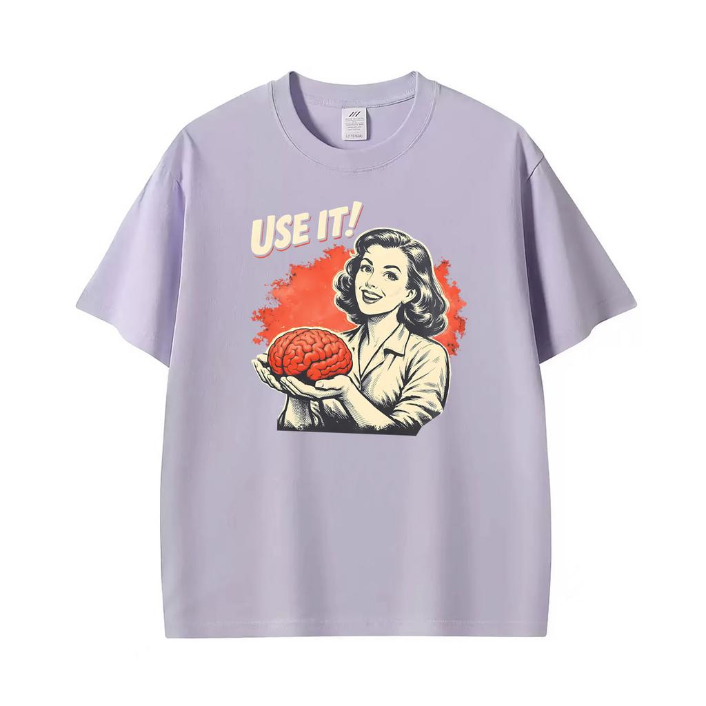 Sarcastic Vintage Use Your Brain Aesthetic Funny Printed T Shirt Unisex Unisex Fashion High Quality Tee Shirt Summer Casual Tshirts