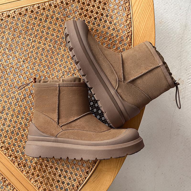 Fleece warm thick-soled snow boots winter new brown medium tube bread cotton shoes thickened cotton boots Women s size 35 коричневый