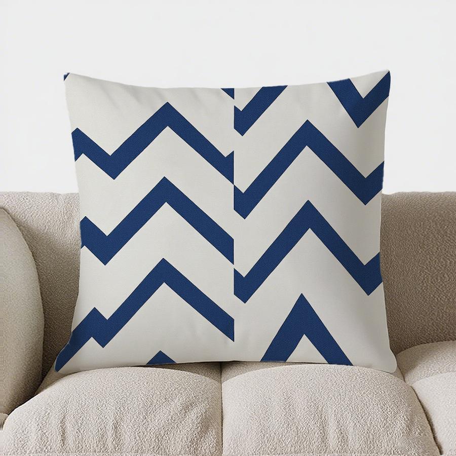 Home Decor Blue & White Chevron Pattern Decorative Pillow Pattern Cushion Cover Suitable For Sofa Bedroom Car Pillow Cover