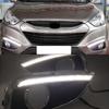 Car LED DRL Daytime Running Lights fog lamp cover For Hyundai IX35 2010 2011 2012 2013 Day light with yellow turn signal