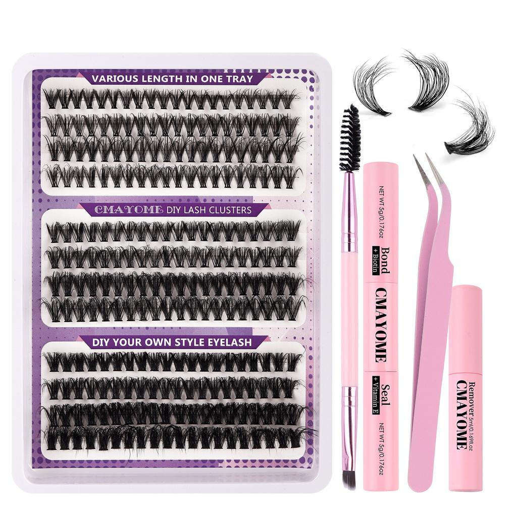 30D100D Dense Single Cluster False Eyelash Set 10-16Mm Curled Diy Segmented Eyelashes