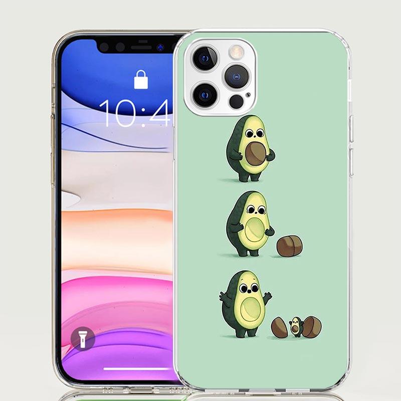 Cartoon Fruit Avocado Case Phone Cover for Apple iphone 16 15 14 13 12 Mini 11 Pro Max 16E X XS XR 7 Plus 8 + SE 2020 Trend Fund