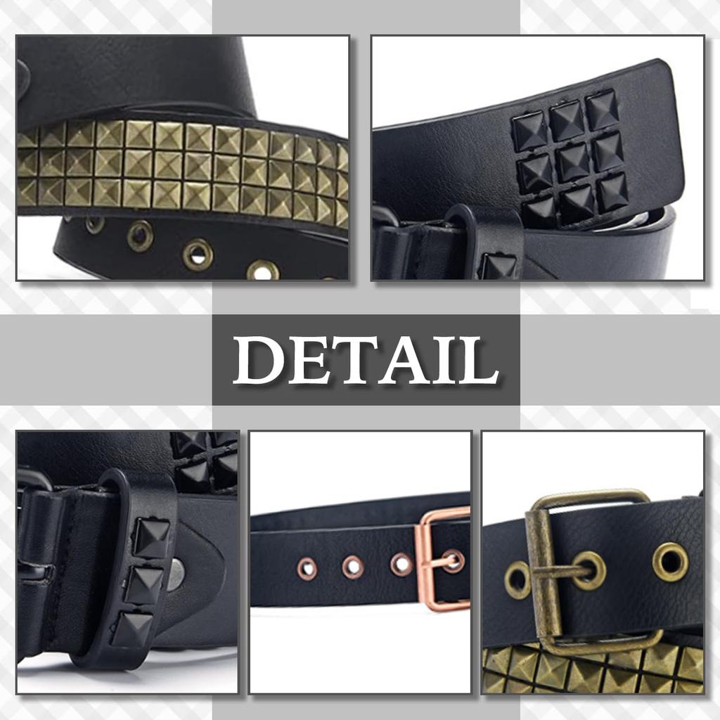 [Chrome Crane] Studded Belt, Rock Punk Accessory, Fashionable, Cool, Men's BLT162 (Black)