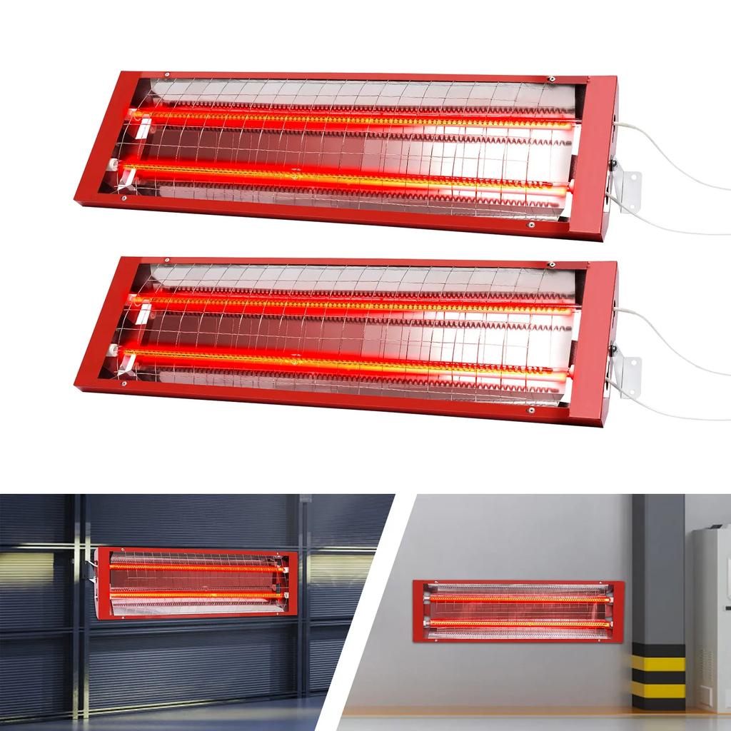 2PCS Baking Infrared Paint Curing Lamp 2000W Heater Lamp 110V for Automotive Spray Booths Far Infrared Radiation Heating No Plug