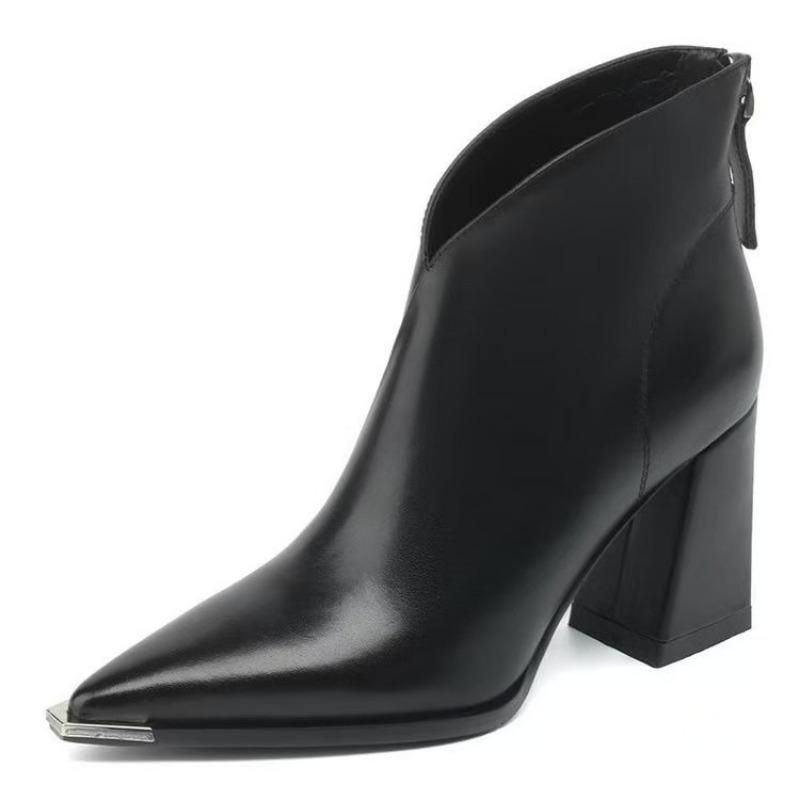 Nové špičaté silné vysoké podpatky dámské podzimní a zimní sametové Martensky malé kotníkové boty tenké boty