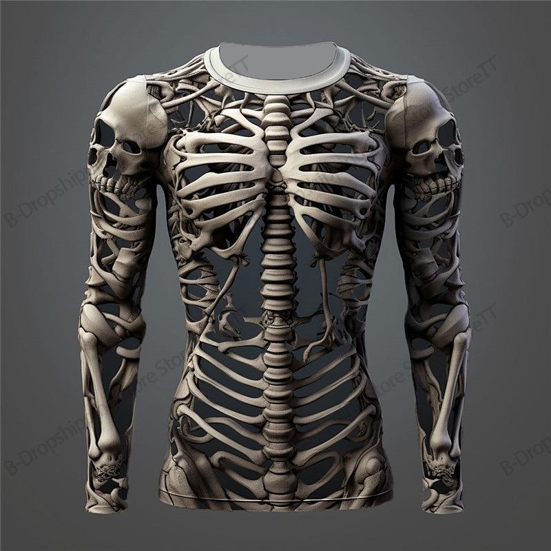 2026 Nieuw Schedel Mannen Grafisch Skelet Lange Mouwen T-shirt Halloween 3D Print T-shirt Mannen Vrouwen Mode Hip Hop Harajuku Tops T-shirts