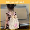 Cute Cartoon Bear Children's Canvas Backpack For School With Breathable Design In Khaki Pink Yellow