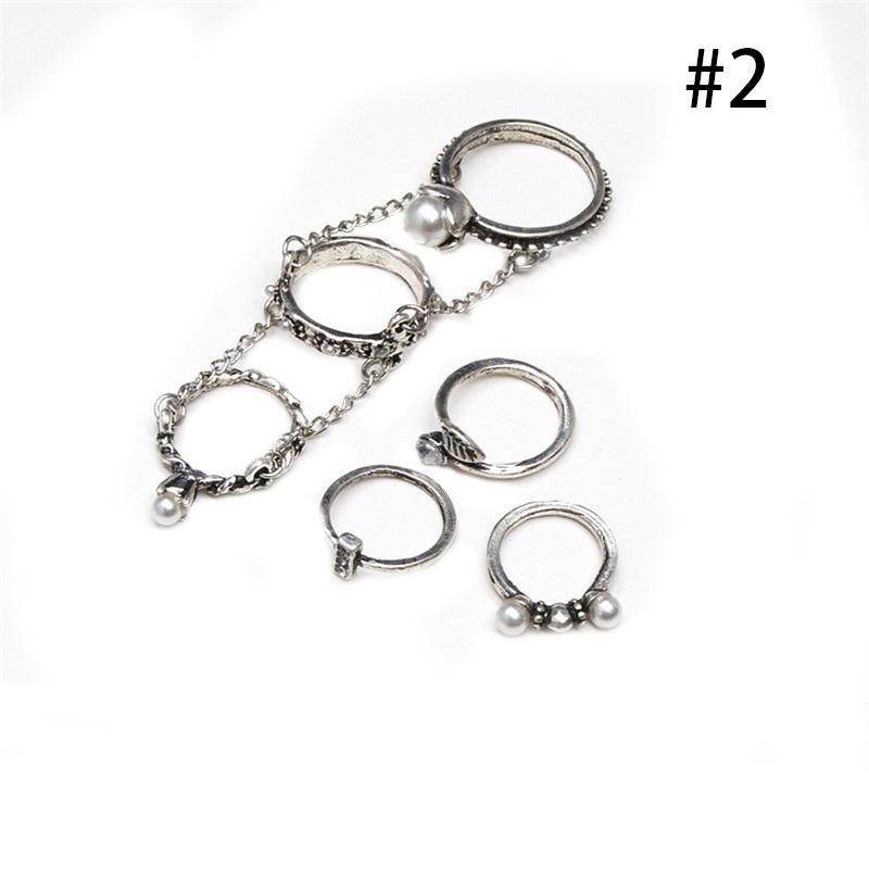 Nouvelle Mode Charme Cristal Acrylique Ensemble de Bagues Vente Chaude Plaqué Or Argent Vintage