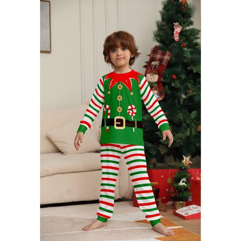 Pijama Conjunto Elfo de Natal Família Combinando Crianças Roupa de Dormir de Natal Roupas Moda