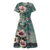 Women's Summer Casual Fashion Print Pocket Short Sleeve V-Neck Swing Dress