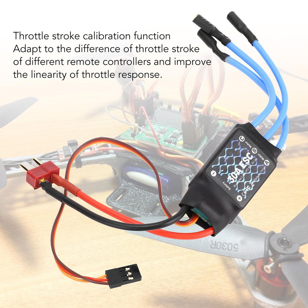 RC Electric Speed Controller 30A with T Plug Long Wire RC Brushless ESC for Fixed Wing Aircraft Upgrade