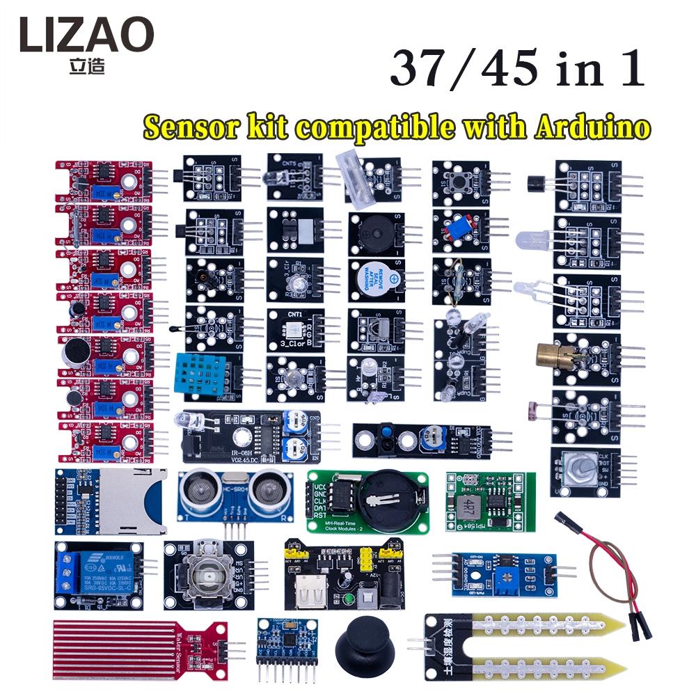 LIZAO 37/45 in 1 Sensor Kit, Assorted Sensor Modules Compatible with Arduino for DIY & Educational Projects