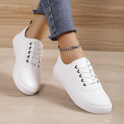 2024 Mode Damen Schuhe Schnürschuh Vulkanisiert Frühling Runde Zehenpartie Einfarbig Bequem Niedrig Absatz Sport