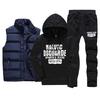 Men's Tracksuits Casual Set 3 Pieces Warm Vest Sweatpants Hoodie Letter Printed Plus Size 5XL Mens Joggers Set Sweat Suits