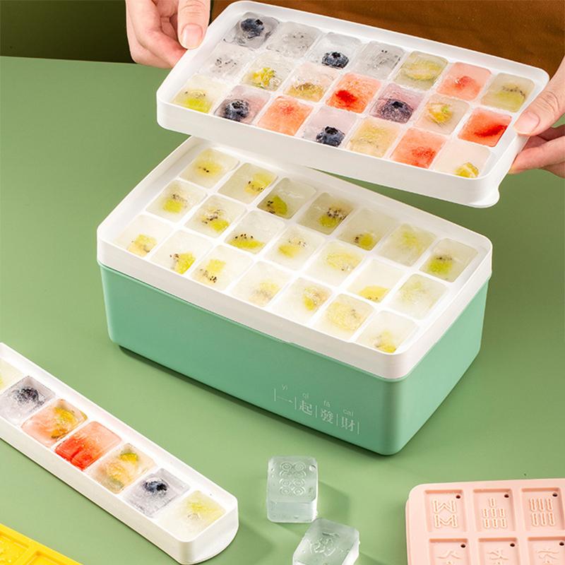 Eiswürfelbereiter, Eiswürfelschale, Form mit Deckel, kreative stapelbare Eiswürfelschale, Aufbewahrungsbox, Barzubehör, quadratisches Eiswürfelbehälter-Set