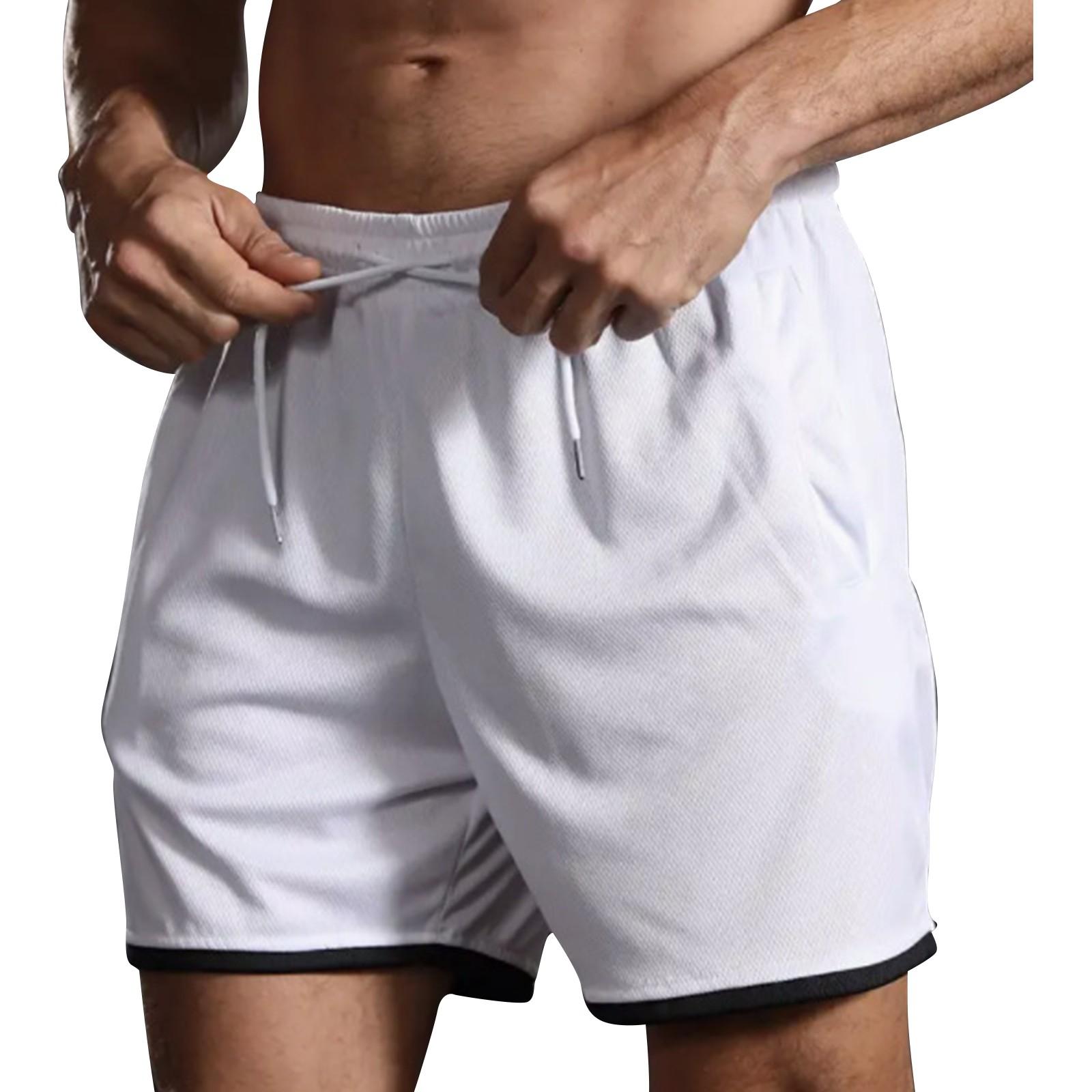 

Мужские летние однотонные спортивные штаны на кулиске, дышащие шорты, мужские шорты, повседневные штаны, спортивные штаны L белый