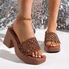 Fashion Trend Women Summer New Simple Outdoor Slip-on Square Heel Sandals 2024 Fashion Designer Women Casual Slippers Shoes for Women