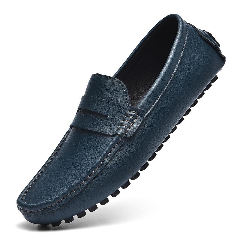 Live broadcast leather Doudou shoes lazy driving shoes casual shoes stitching cowhide large size