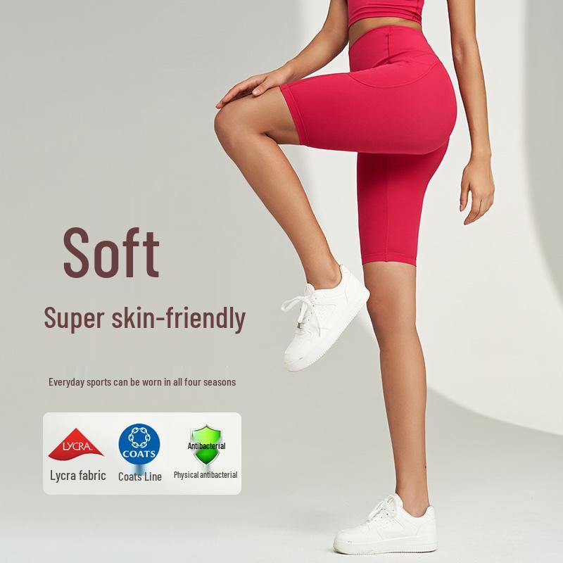 Lycra Nude Seamless High Waist Yoga & Cycling Shorts for Women