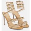 New Crystal Pendant, Snake-shaped Wrapped Rhinestone Tassel Decorative High-heeled Women's Sandals