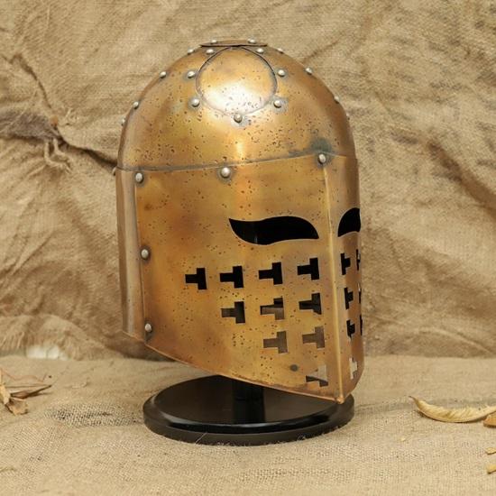 Medieval Crusader Great Helm Handmade Steel Knight Helmet Style Battle Armor Replica for Reenactment Cosplay