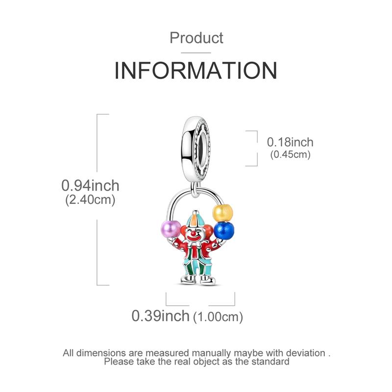 925 Silver Colorful Charms Beads Pumpkin Carriage Windmill Clown Dangle Bracelet Women Jewelry DIY Gift