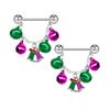 Festliche Mehrfarbige Glocken-Nippelringe - Europäischer & Amerikanischer Stil Weihnachts-Piercingschmuck