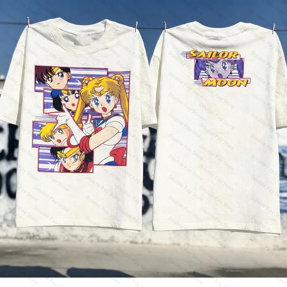 

Pretty Soldier Sailor Moon Water Ice Moon Americanstyle Loosefitting Top Cartoon Anime Tshirt for Unisexs Shirts Women tshirts 4XL